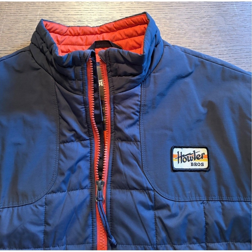 Howler Brothers Men’s Navy Quilted Jacket with Orange Lining